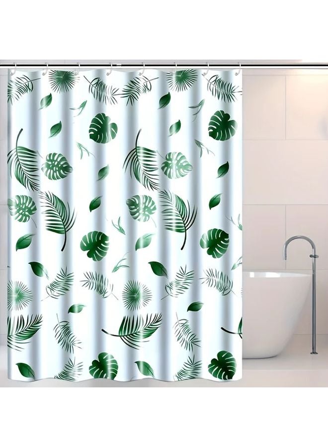 ستارة دش استوائية بحجم كبير جدًا 200x240 سم تصميم نخلة خضراء بطانة بلاستيكية حلقات معدنية - Image 2